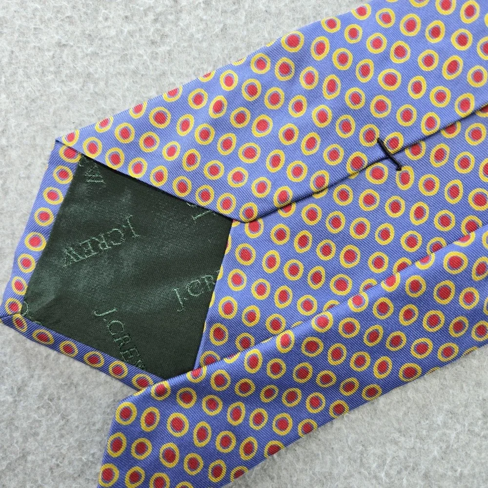 J.CREW Tie Mens One Size Purple‎ Geometric 100% Silk Jacquard Necktie USA